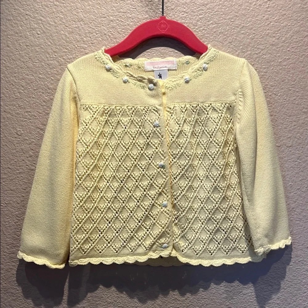 Janie and Jack Baby Girl’s Yellow Cardigan Sweater Size 12-18 Months